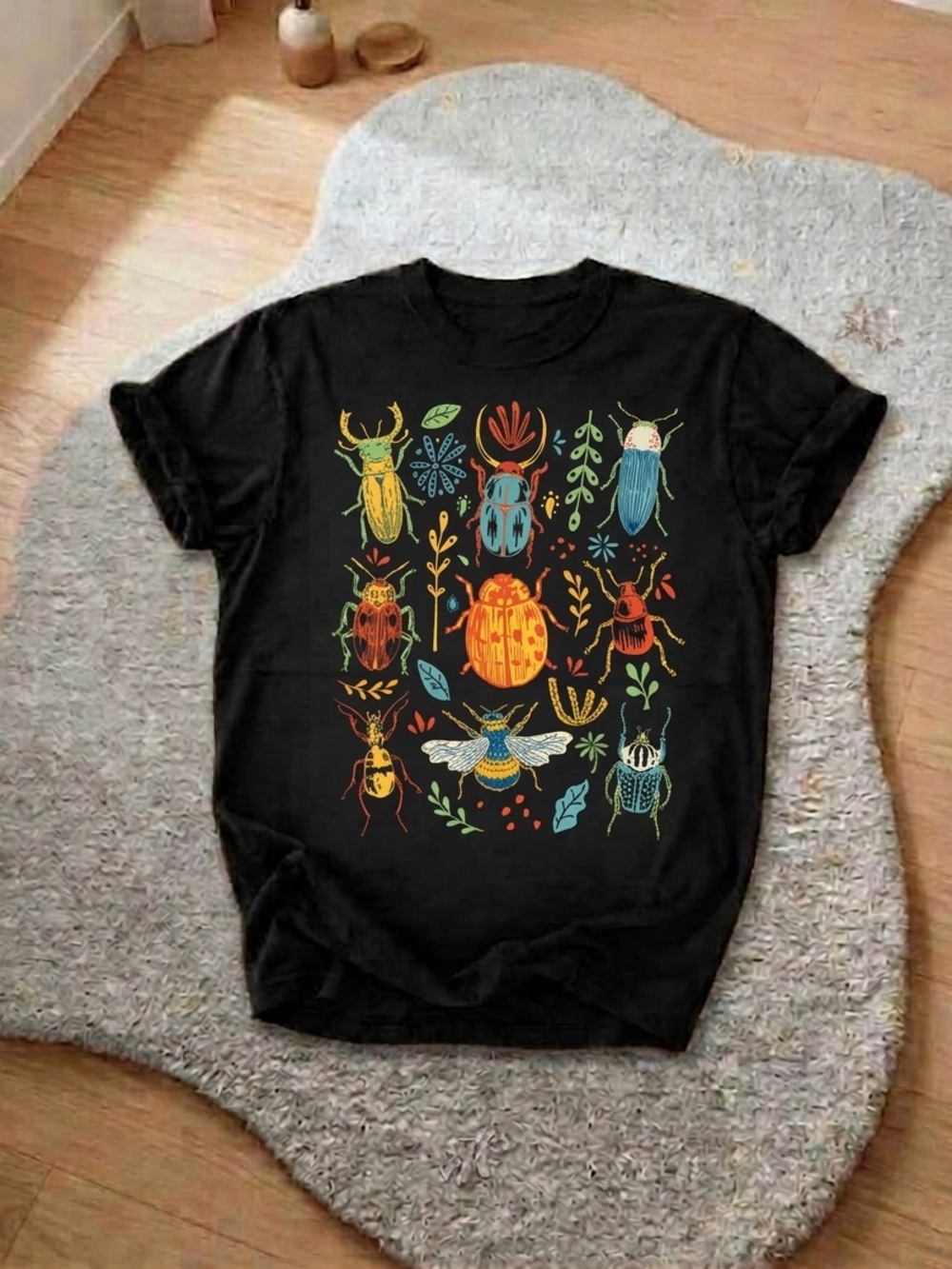 Color Insect Shirt, Nature Bug Illustration Beetle & Bug Graphic Tee - Unisex